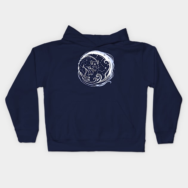 Wolf  of stars and moon Kids Hoodie by VisAnastasis